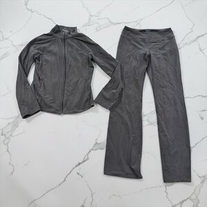 Beyond Yoga Charcoal Gray Jacket & Yoga Pants Set SO5076